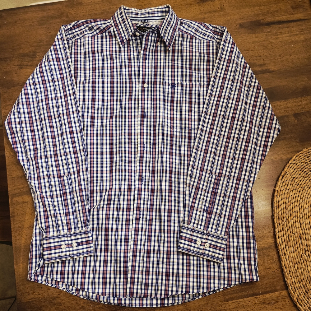 Ariat Men's Plaid Shirt - Red, White, & Blue